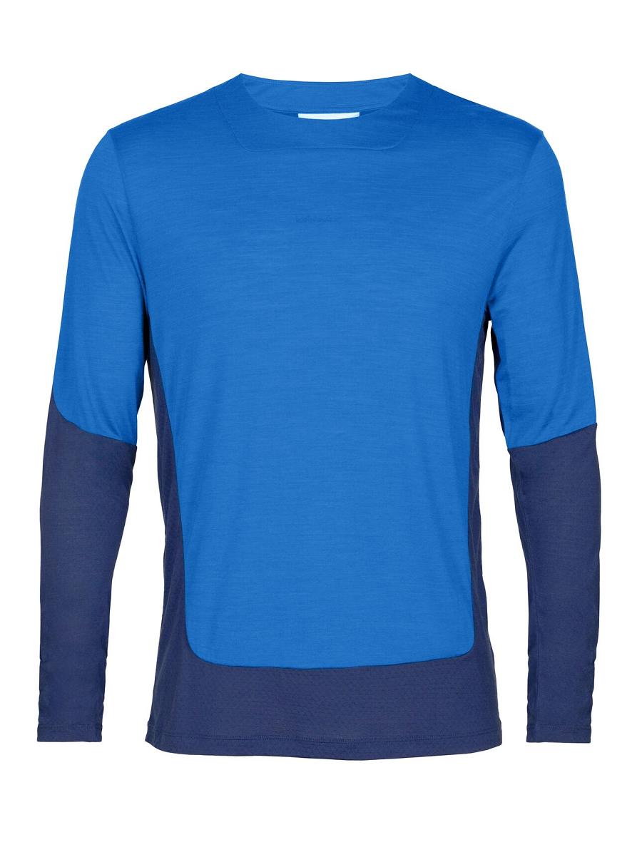 Icebreaker ZoneKnit™ Merino T-Shirt Férfi Long Sleeve Királykék Sötétkék | HU 1232YXFU